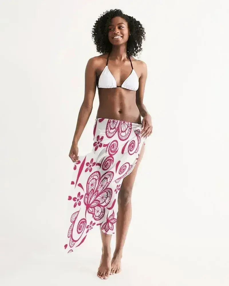 Sheer Lace Red Style Swimsuit Cover Up