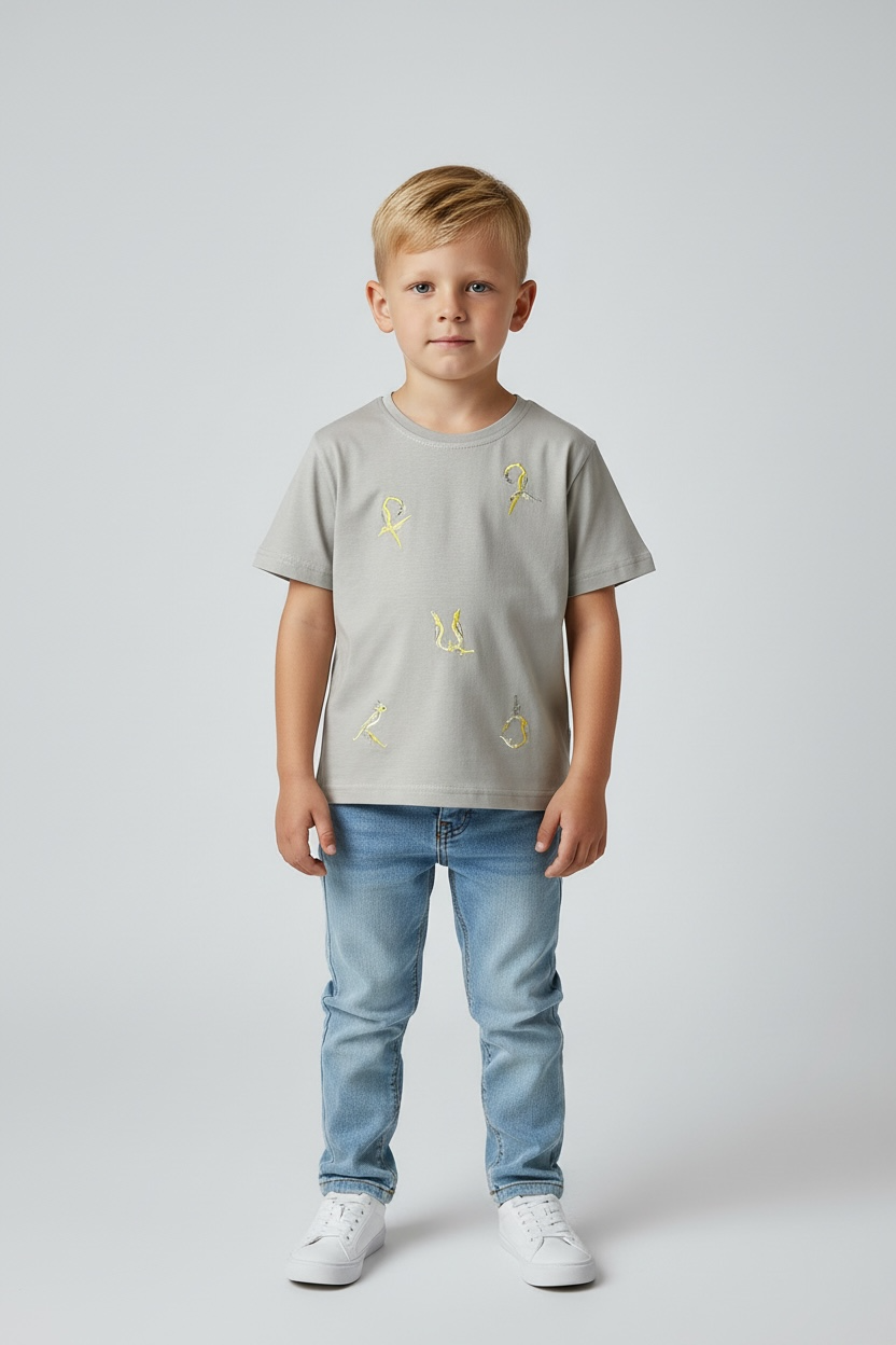 Grey Shirt with Embroidery