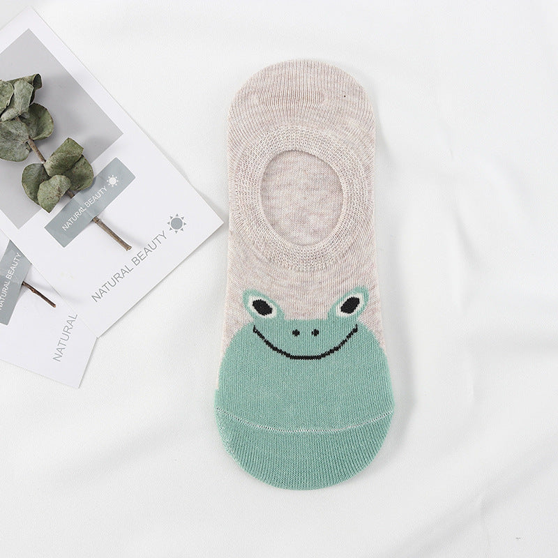 5 Pairs Cute Animal Spring Women Cotton Boat Socks Set Korean Style Funny Cat Dog Panda Low Cut Ankle Short Socks