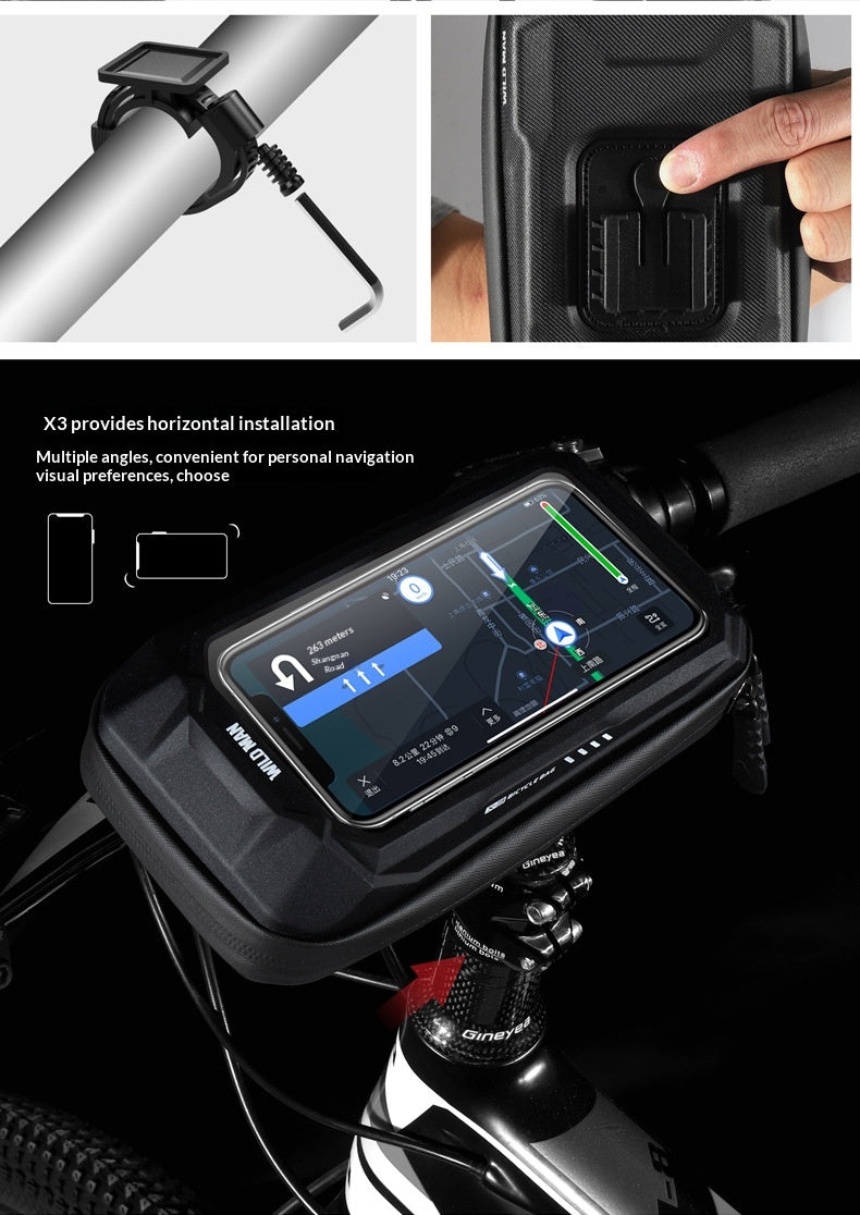 Bicycle Touchscreen Front Frame Bag Phone Case With Double Zippers Cycling Bike Accessories Bike Bag Bike Phone Bag Bike Pouch Bicycle Front Frame Bag Waterproof Top Tube Handlebar Bag Bike Phone Mount Bag Cycling Storage Bag