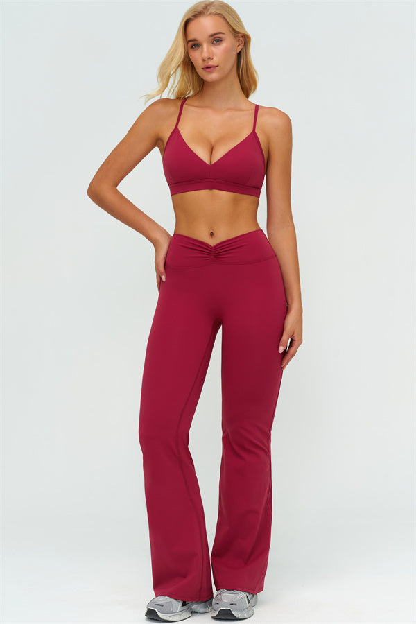 The Lushness Y-Back Sports Bra Flared Leggings 2-Piece Set