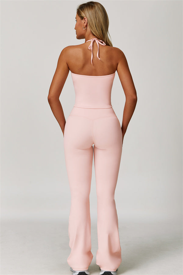 The Surge Halter Crop Top Flared Leggings 2-Piece Set