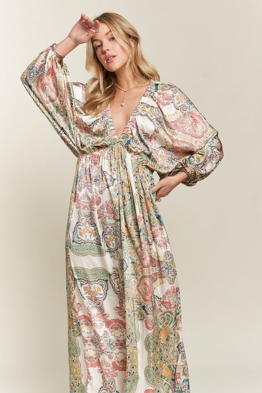 New Printed V-Neck Batwing Sleeve Dress For Summer – Stylish, Effortlessly Chic, Comfortable, Perfect for Casual and Semi-Formal Events