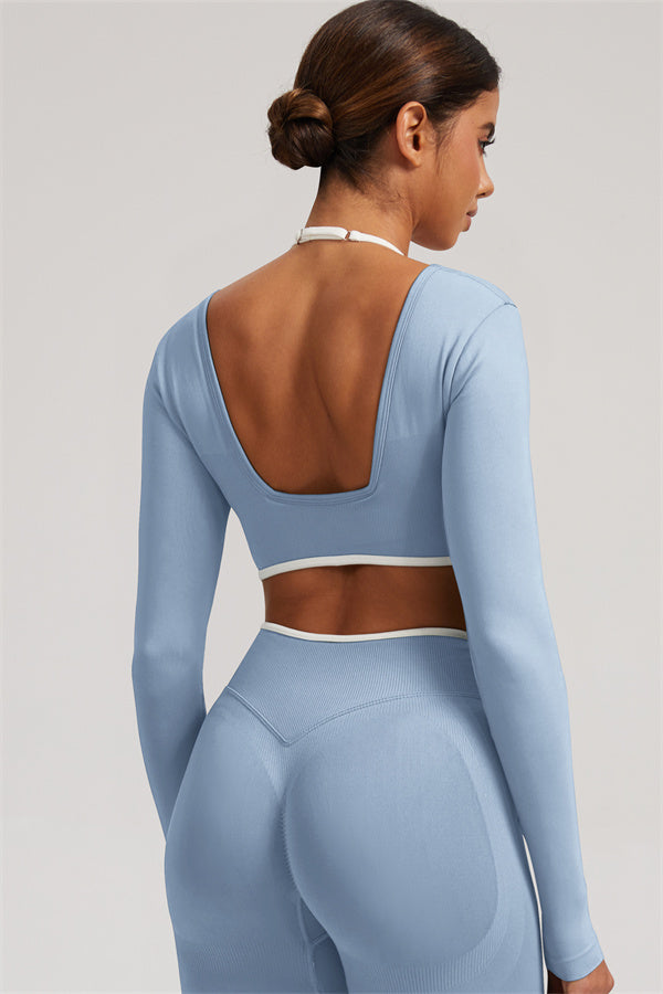 The Elevate Long Sleeve Crop top Shorts 2-Piece Set