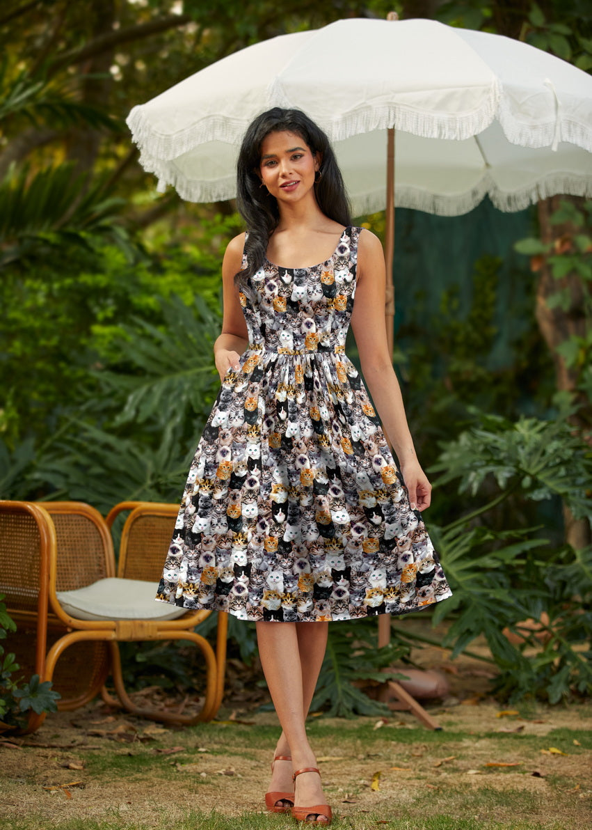 Realistic Cats Fit & Flare Dress
