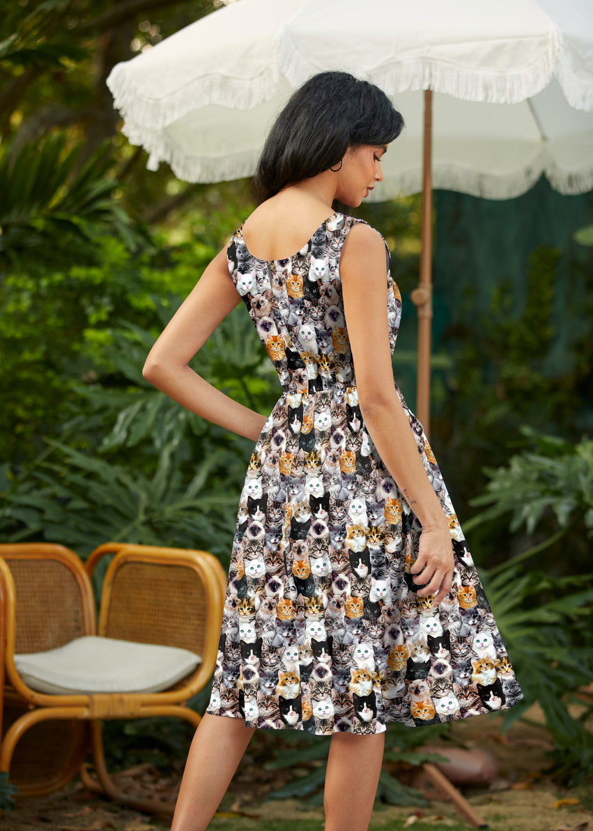 Realistic Cats Fit & Flare Dress