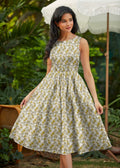 Mustard Floral Midi Dress
