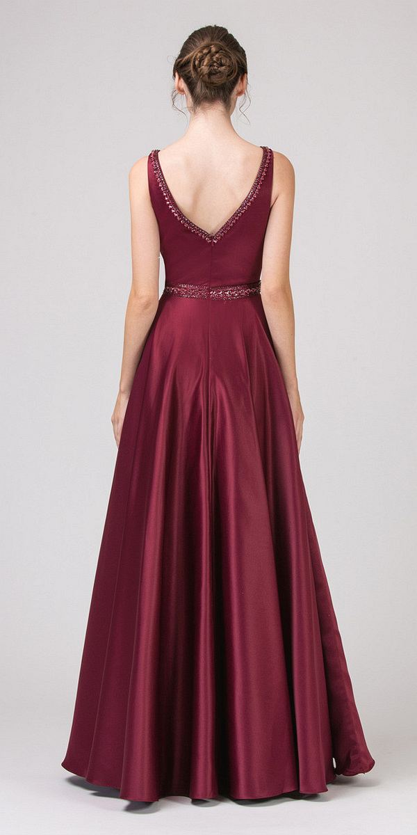 CLEARANCE - Eureka 9010 Embellished Long Prom Dress V-Neck with Pockets (Size L)