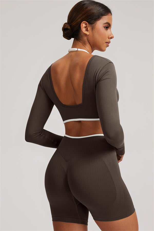 The Elevate Long Sleeve Crop top Shorts 2-Piece Set