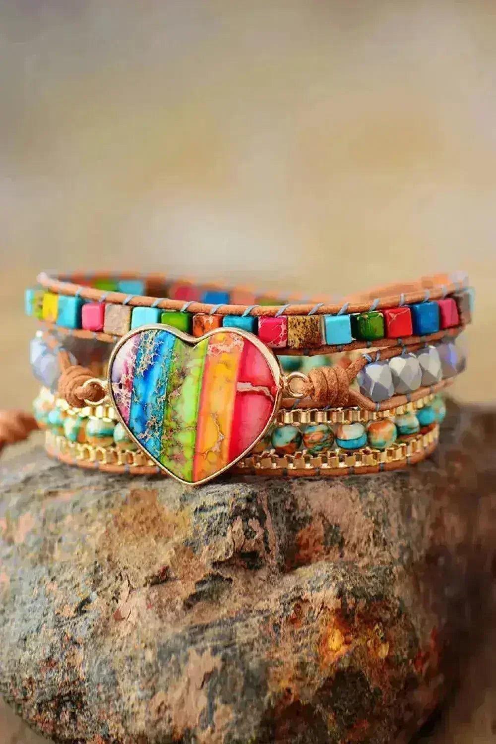 Imperial Jasper Bracelet | Crystal Layered Jewelry | Natural Stone