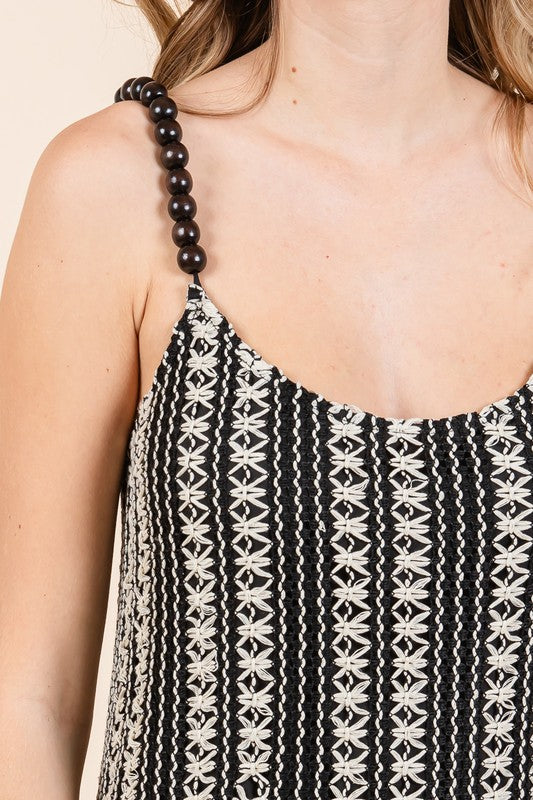 Plus Size Striped Scoop Neck Beaded Strap Maxi Cami Dress – Elegant and Stylish Cami Dress , Beaded Straps, and Flattering Scoop Neckline