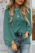 Gossamer Pink Swiss Dot Balloon Sleeve Loose Blouse | Femstylo