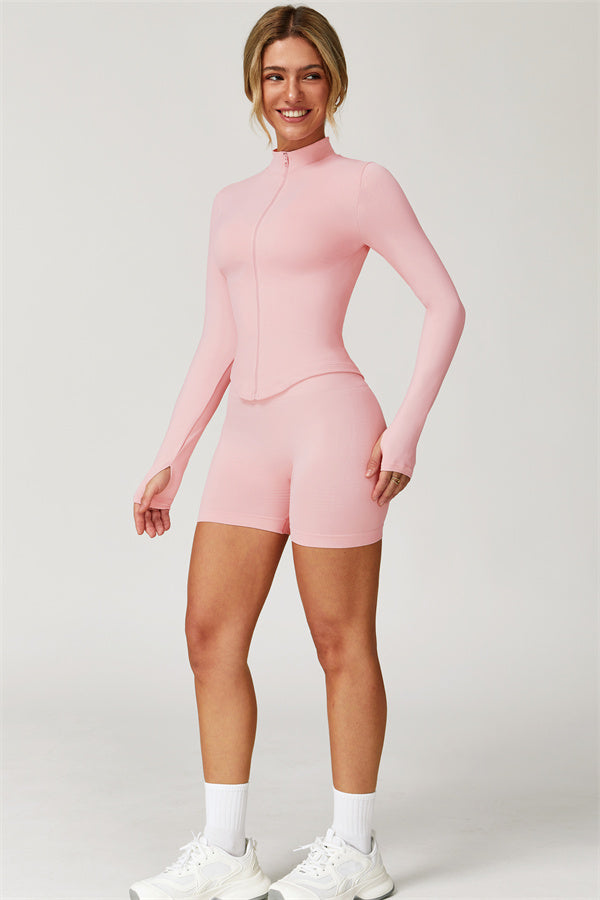 The Delight Jacket Sports Bra Shorts 3-Piece Set