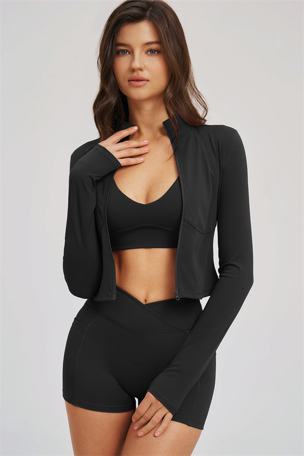 The Sizzle Zip Jacket Sports Bra Shorts 3-Piece Set