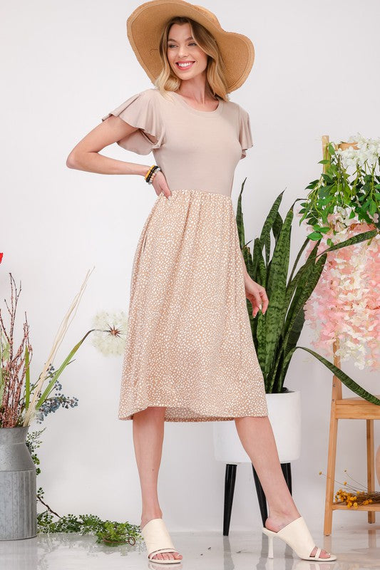 Celeste Plus Size Polka Dot Round Neck Flutter Sleeve Midi Summer Dress For Women – Playful, Feminine, and Stylish Dress for Any Occasion