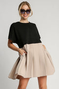 Black Full Size Round Neck Dress with Side Pockets Plus Size Casual Women Outdoor Dress