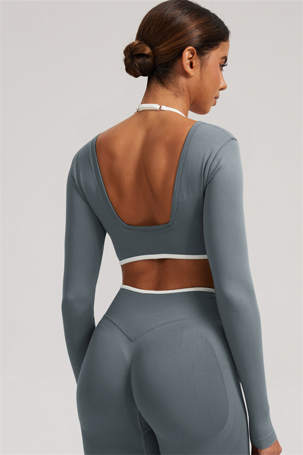 The Elevate Long Sleeve Crop top Shorts 2-Piece Set