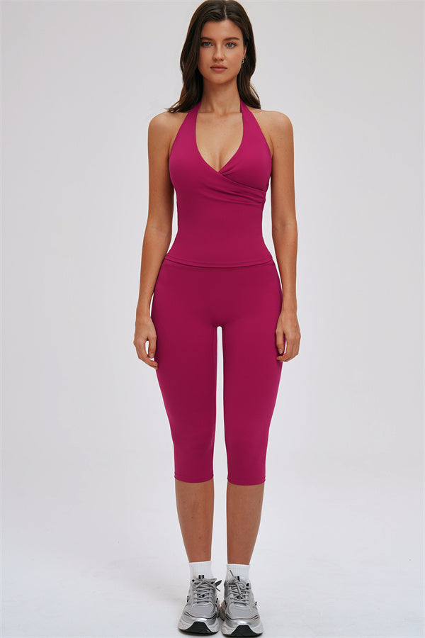 The Twirl Halter Tank Top Capri Leggings 2-Piece Set