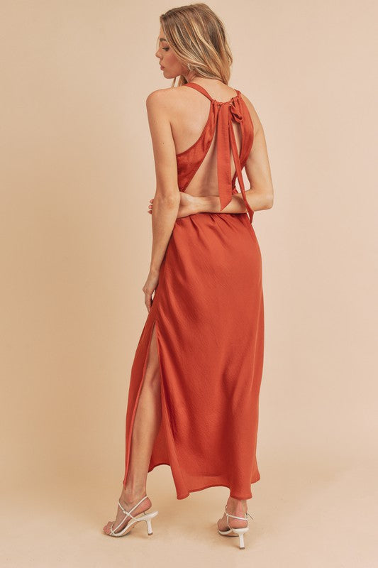 Ruched Side Slit Cutout Back Maxi Cami Dress For Women–Sexy, Elegant, Alluring & Perfect for Formal Occasions