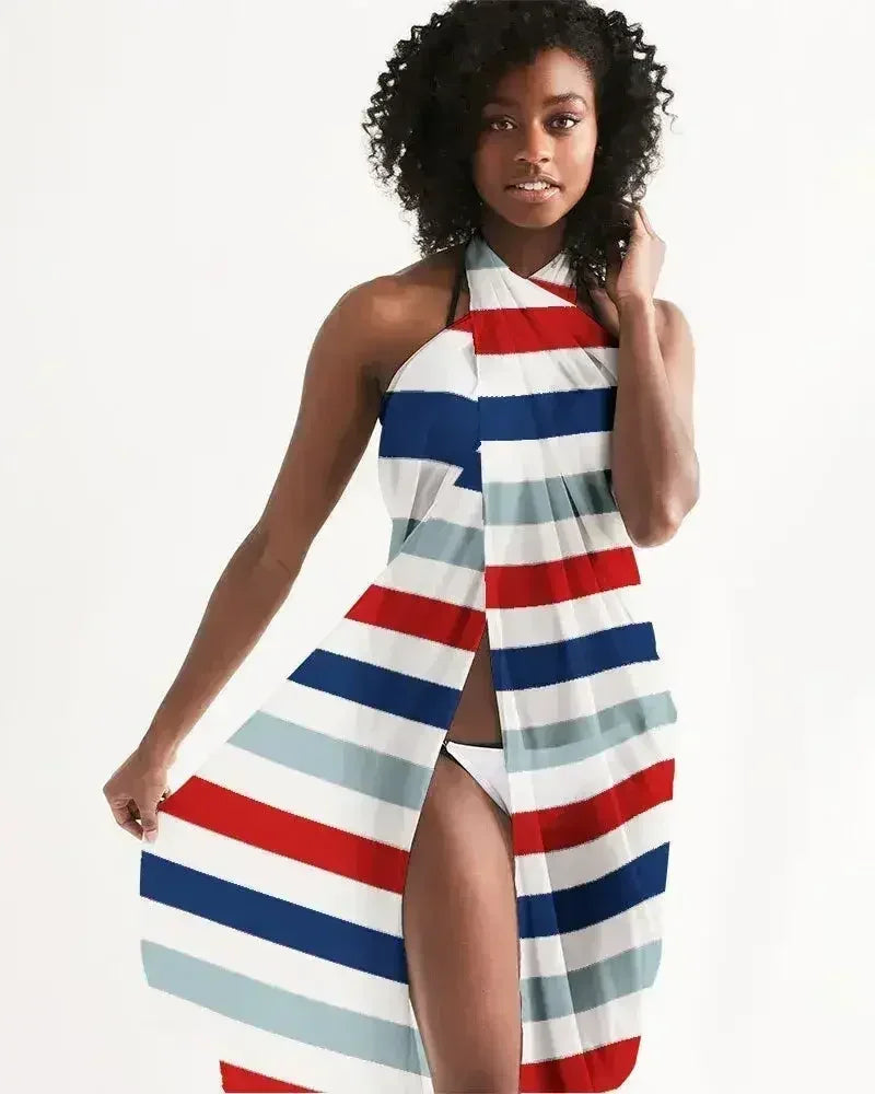 Swim Cover Up / Red White and Blue Sarong Wrap