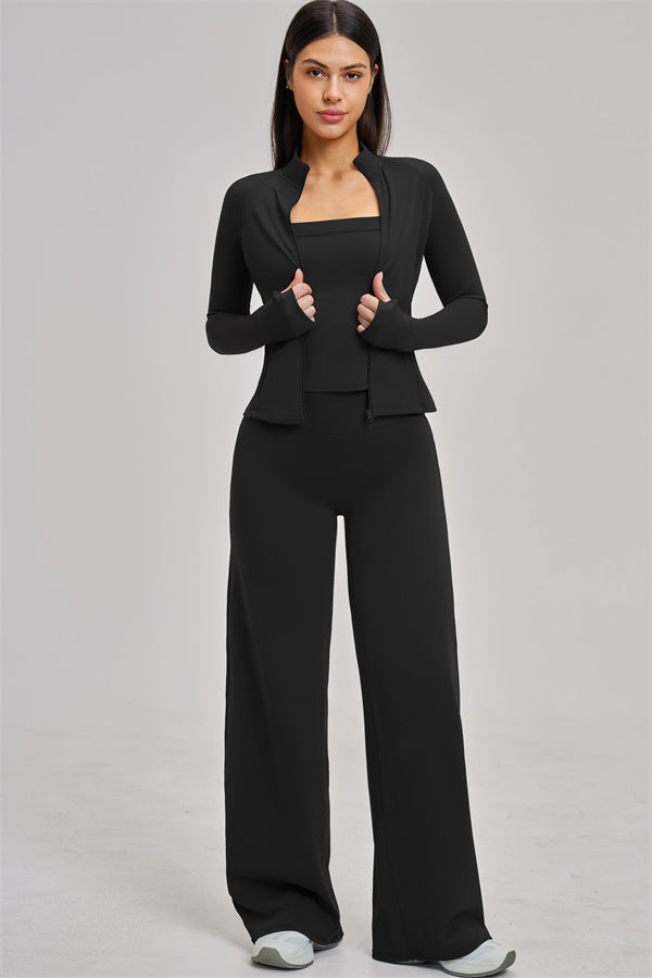 The Swoon Jacket Tank Top Flared Leggings 3-Piece Set