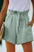 Tie Waist Casual Shorts with Pockets