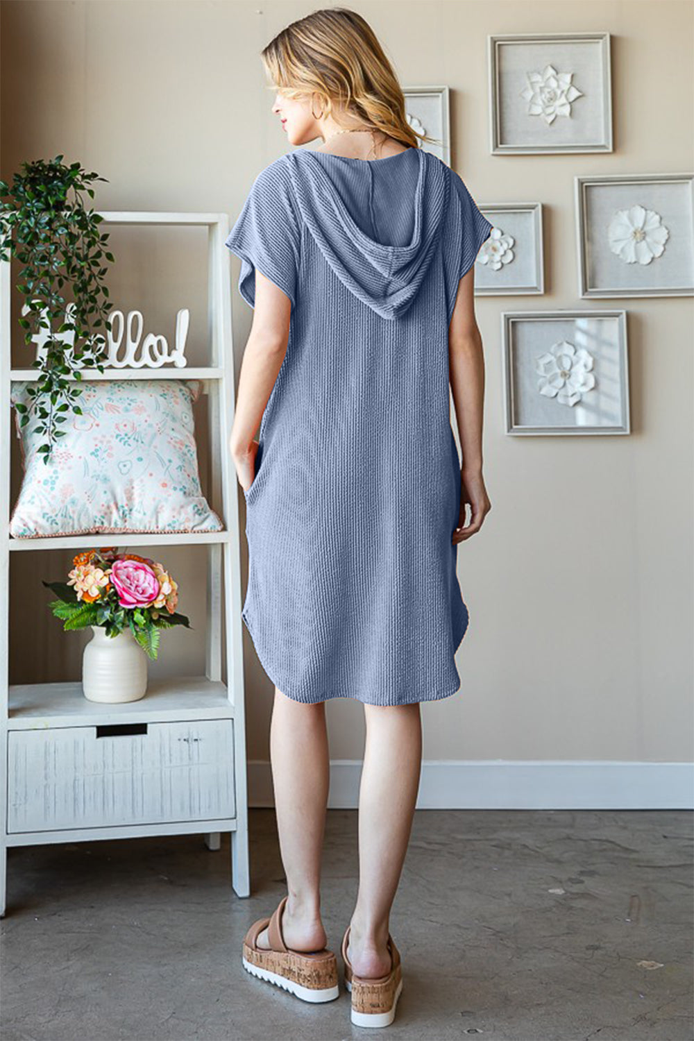 Full Size Ribbed Short Sleeve Hooded Dress – Casual Ribbed Hooded Dress, Stylish Short Sleeve Dress, Comfortable Ribbed Dress, Trendy Hooded Dress, Fashionable Ribbed Dress, Easy Fit Hooded Dress, Versatile Short Sleeve Dress