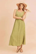 Sleeveless Side Slit Tank Dress | 100% Cotton Casual Dress - Femstylo