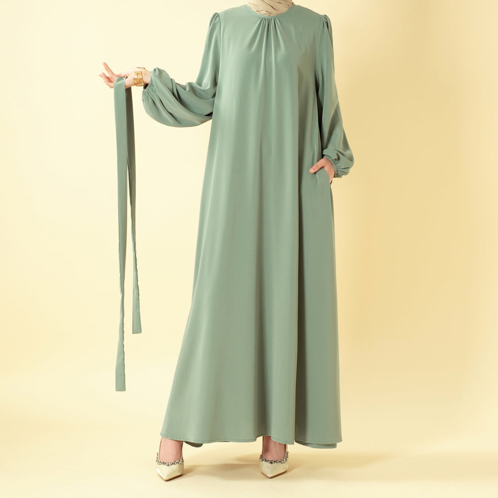 Candy Color Pleated Abaya | Must-have Essential Basic Dress (MA142)