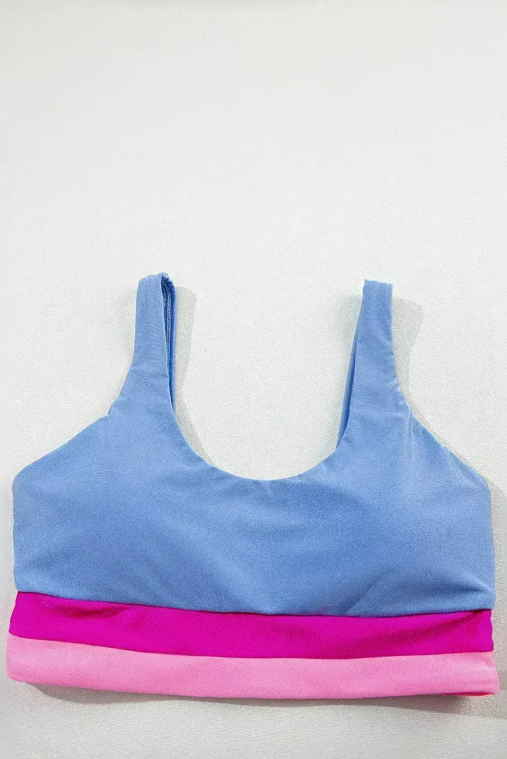 Light Blue Colorblock High Waisted Bikini Swimsuit