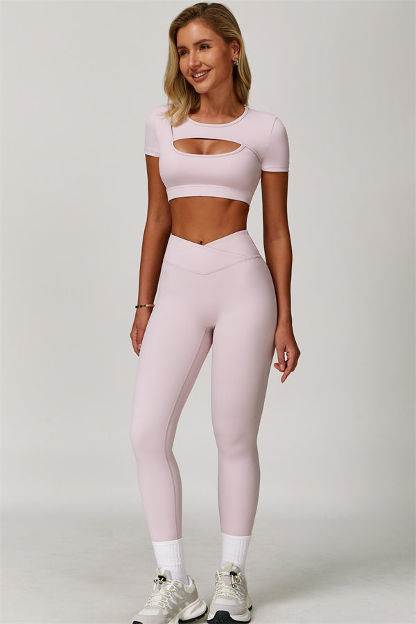 The Lavish Cut-out Crop Top Leggings 2-Piece Set