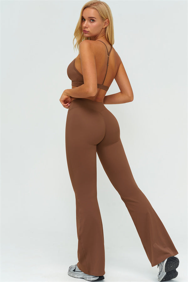 The Lushness Y-Back Sports Bra Flared Leggings 2-Piece Set