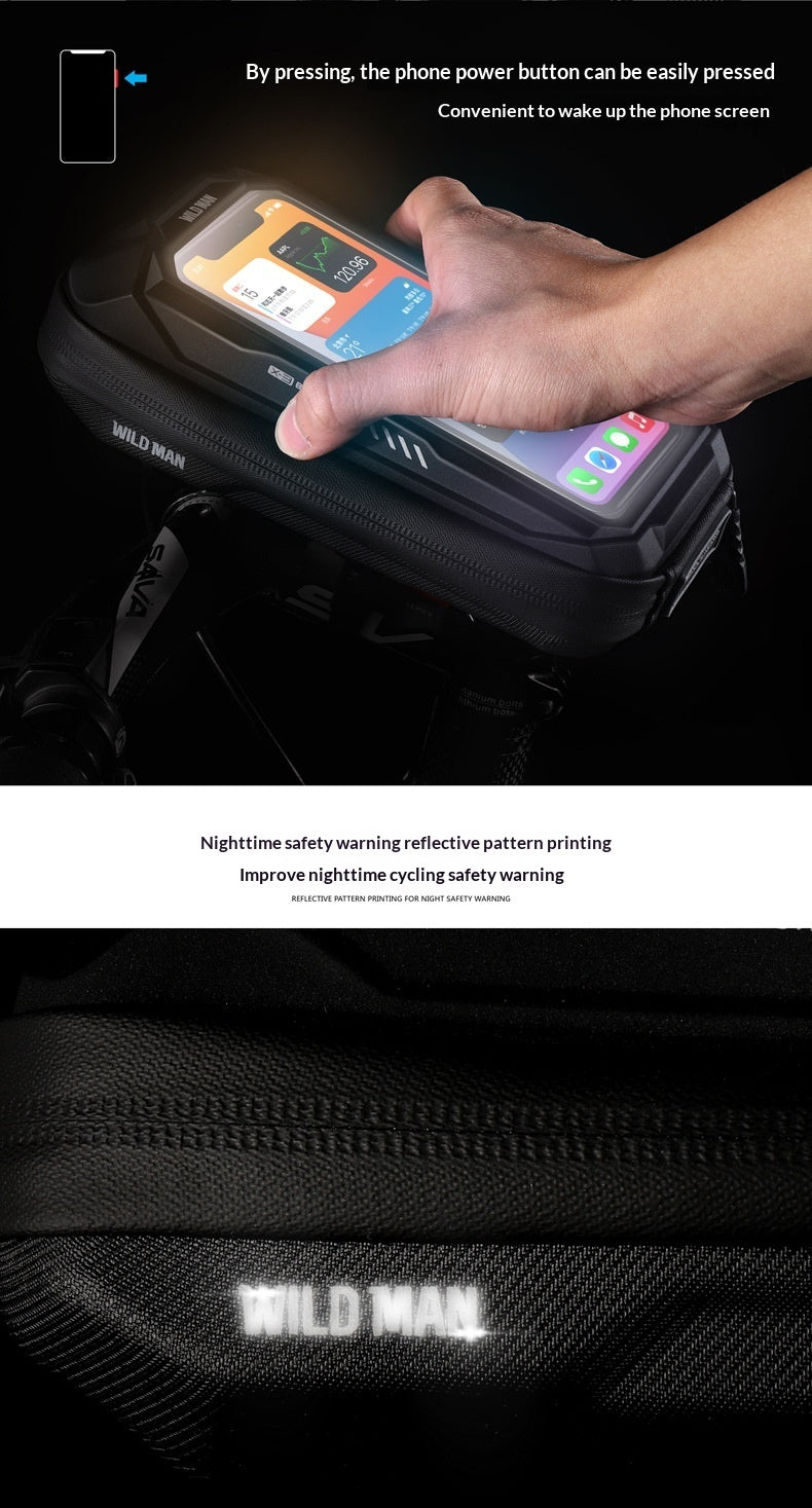Bicycle Touchscreen Front Frame Bag Phone Case With Double Zippers Cycling Bike Accessories Bike Bag Bike Phone Bag Bike Pouch Bicycle Front Frame Bag Waterproof Top Tube Handlebar Bag Bike Phone Mount Bag Cycling Storage Bag