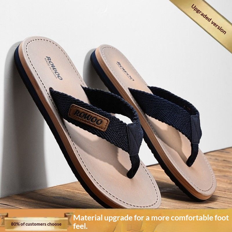 Comfortable Casual Summer Flip- Flops Men Beach Slippers Sandals Simple Luxury Design Indoor Non-Slip Black Flip Flops