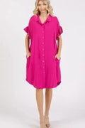 Mittoshop Button Down Flounce Sleeve Dress with Pockets