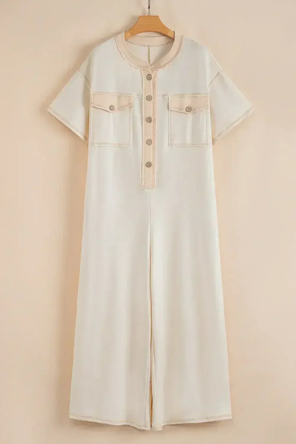 Jet Stream Patchwork Pocket Short Sleeve Jumpsuit