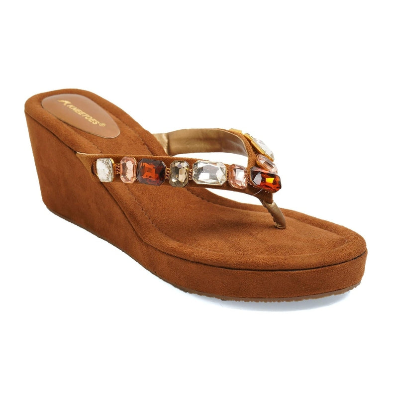 Crystelle - Brown Thong Wedges