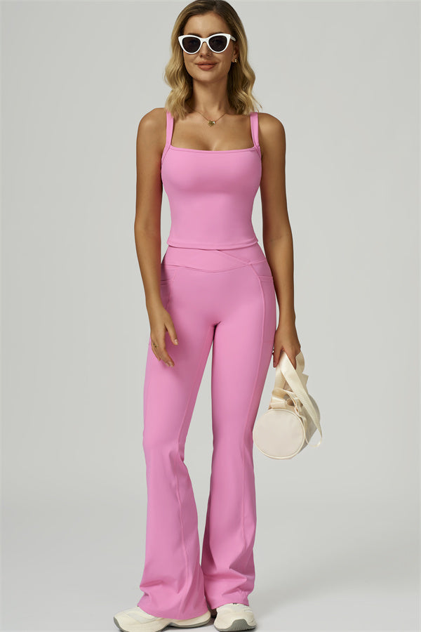 The Flourish Crop Tank Flared Leggings 2-Piece Set
