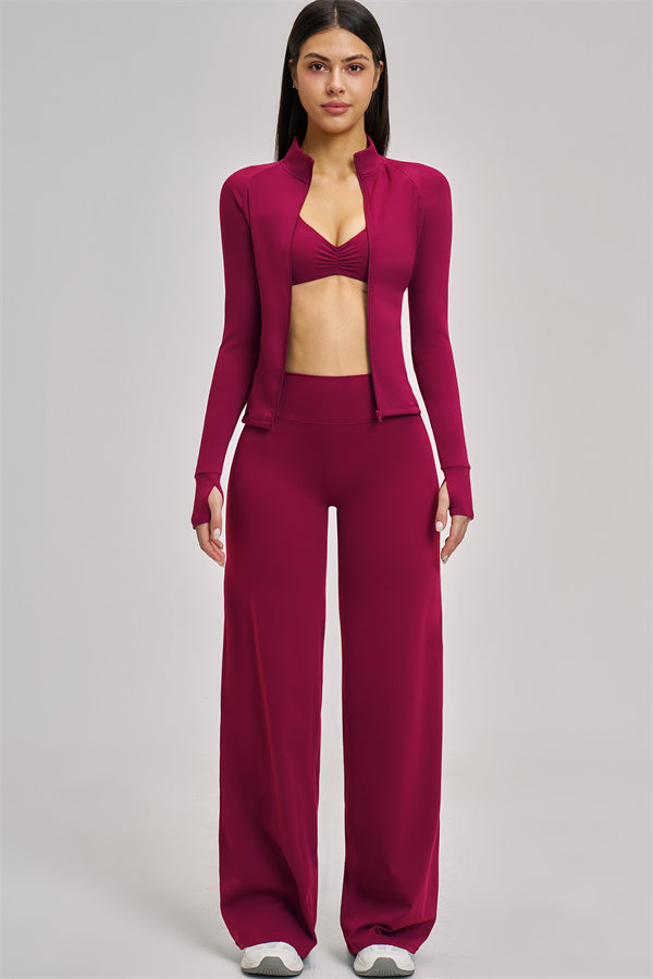 The Swoon Jacket Sports Bra Flared Leggings 3-Piece Set