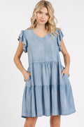 New Summer V-Neck Ruffled Cap Sleeve Mini Dress For Women – Fluttering, Trendy, Feminine, Elegant & Playful Style