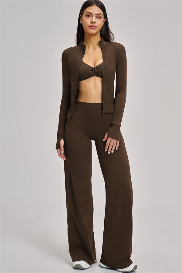 The Swoon Jacket Sports Bra Flared Leggings 3-Piece Set