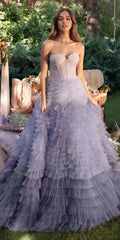 Andrea & Leo A0767 Tiered Long Formal Dress Corset Back Strapless