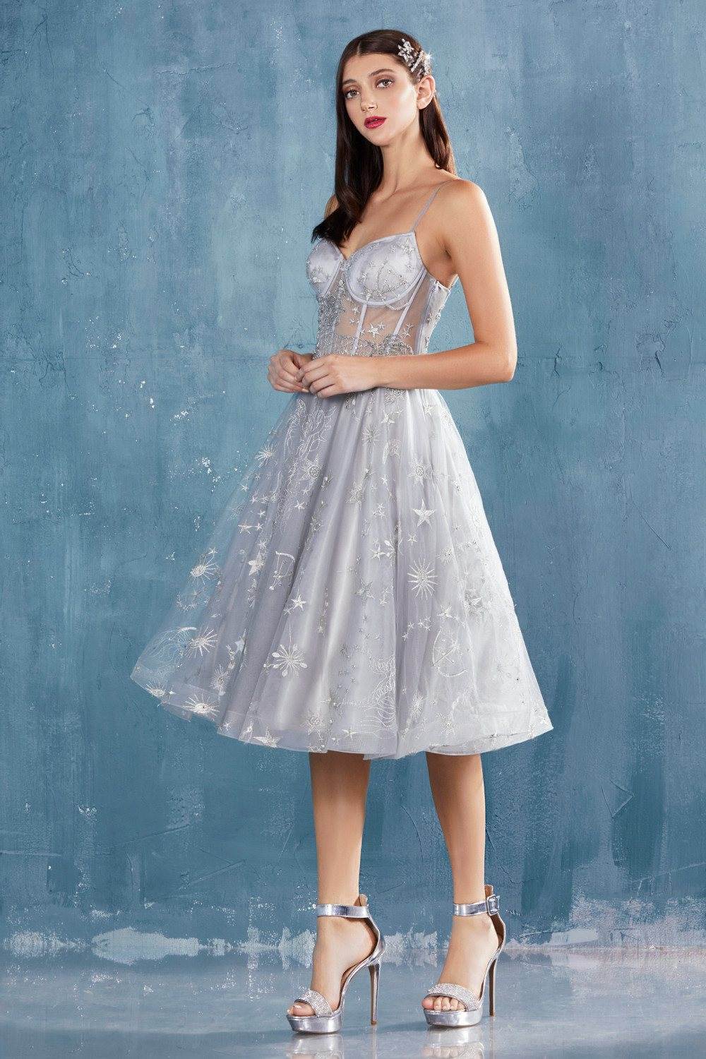 Andrea & Leo A0823 Illusion Bodice Short Prom Dress with Corset Back