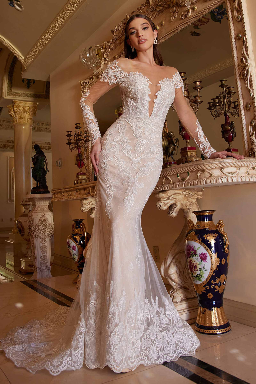 Andrea & Leo A1022 Bohemian Lace Mermaid Gown