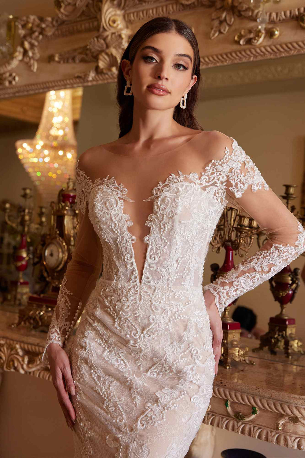 Andrea & Leo A1022 Bohemian Lace Mermaid Gown