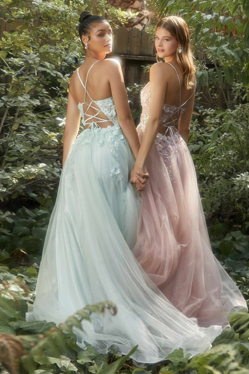 Andrea & Leo A1142 Floor Length Floral Applique A-Line Tulle Gown