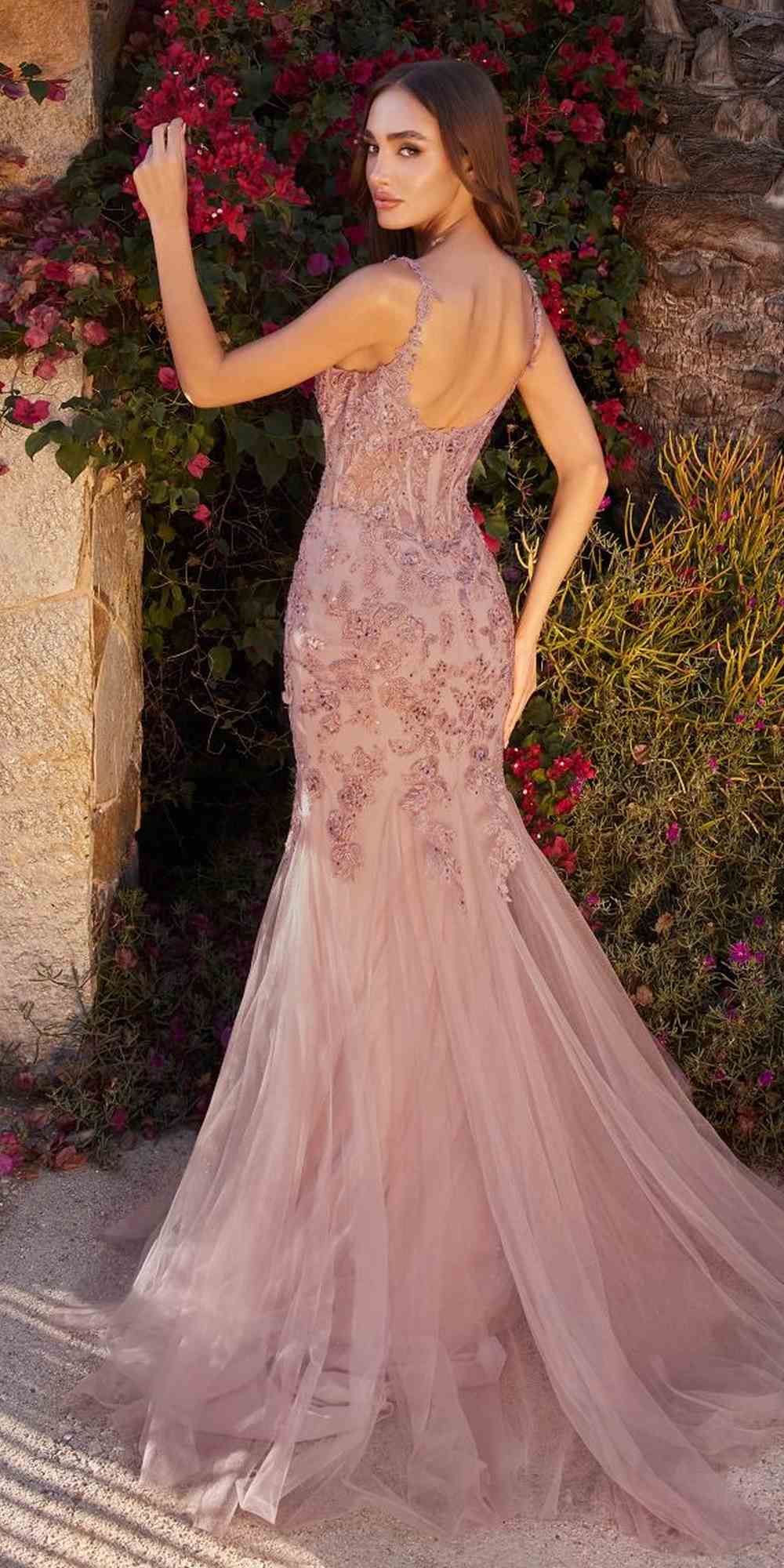 Andrea & Leo A1231 Long Fitted Lace and Tulle Mermaid Gown