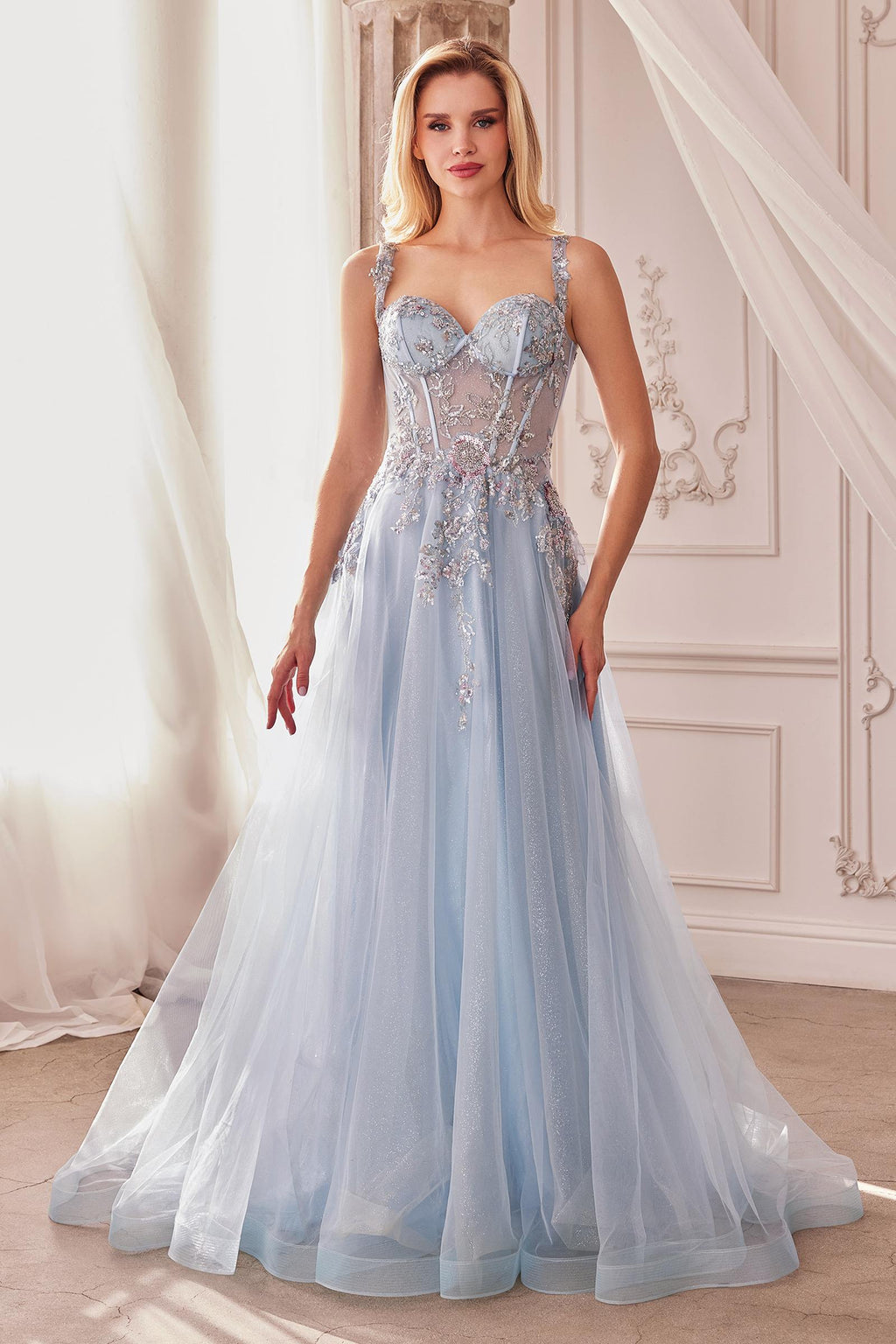 Andrea & Leo A1258 Long Embellished Tulle A-Line Ball Gown