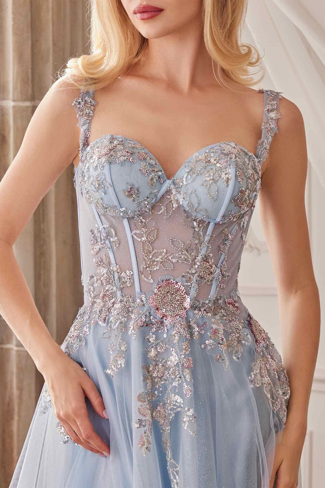 Andrea & Leo A1258 Long Embellished Tulle A-Line Ball Gown