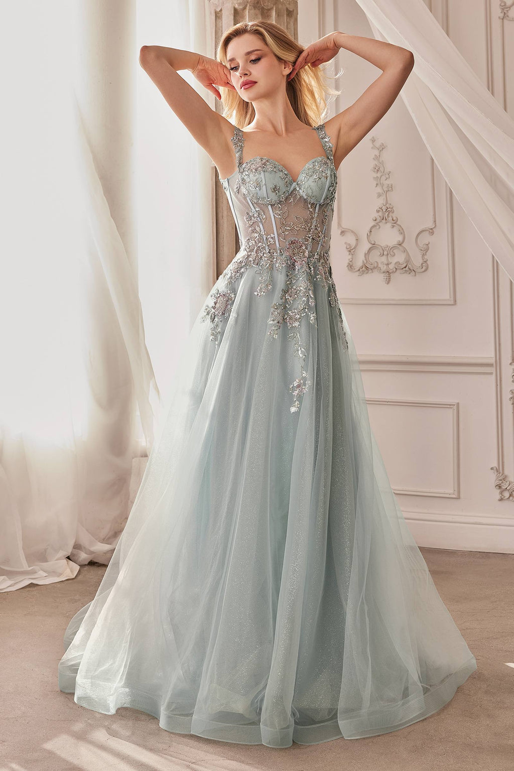 Andrea & Leo A1258 Long Embellished Tulle A-Line Ball Gown